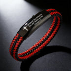Pulsera de cuero trenzado con cruz de Josué 1:9: Coraje audaz para el uso diario