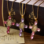 Luminous Our Lady Cross with Zircon Necklace: Warm Comfort for Faithful Hearts