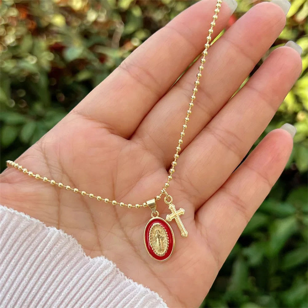 Collar de Doble Fe de la Virgen y la Cruz: Compañero Constante para la Creencia Diaria