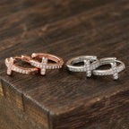 Elegant Dual-Color Cross Huggie Hoops: Timeless Beauty of Faith