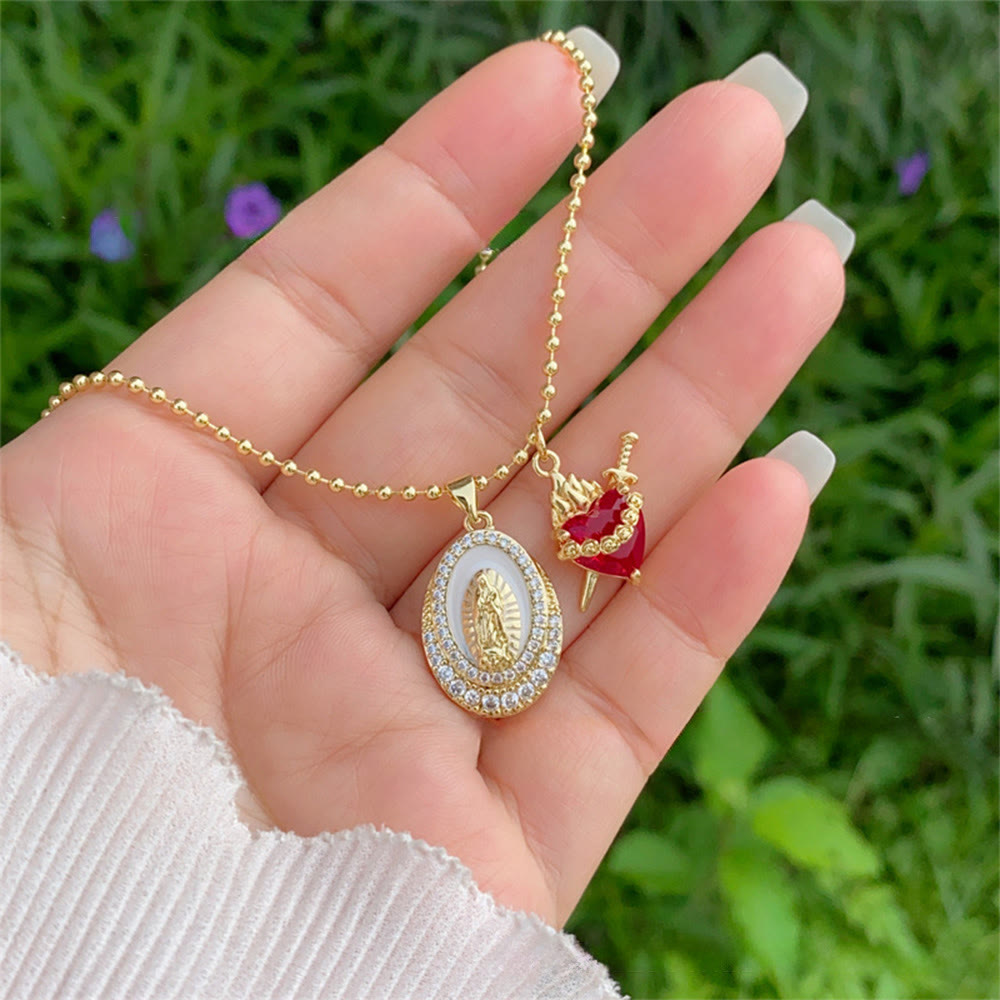 Collar de Nuestra Señora y Sagrado Corazón en 6 estilos: Elegante joyería con infusión de fe