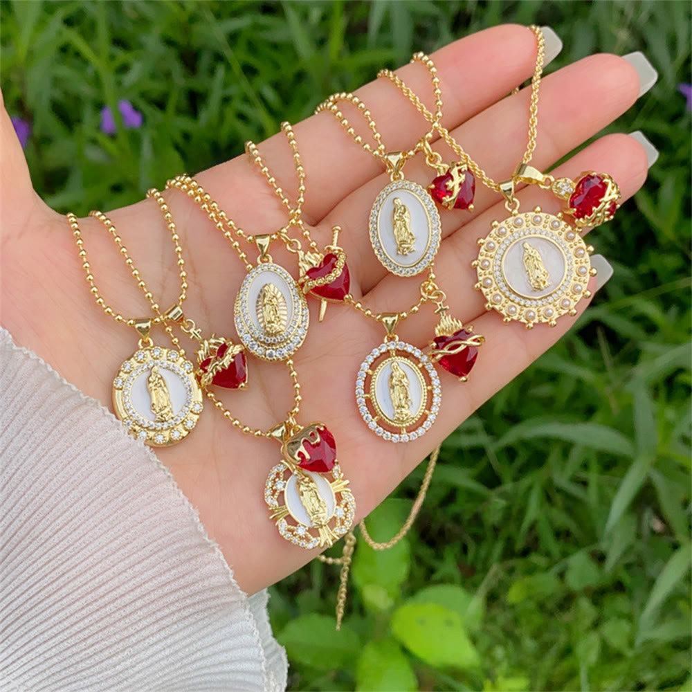 Collar de Nuestra Señora y Sagrado Corazón en 6 estilos: Elegante joyería con infusión de fe