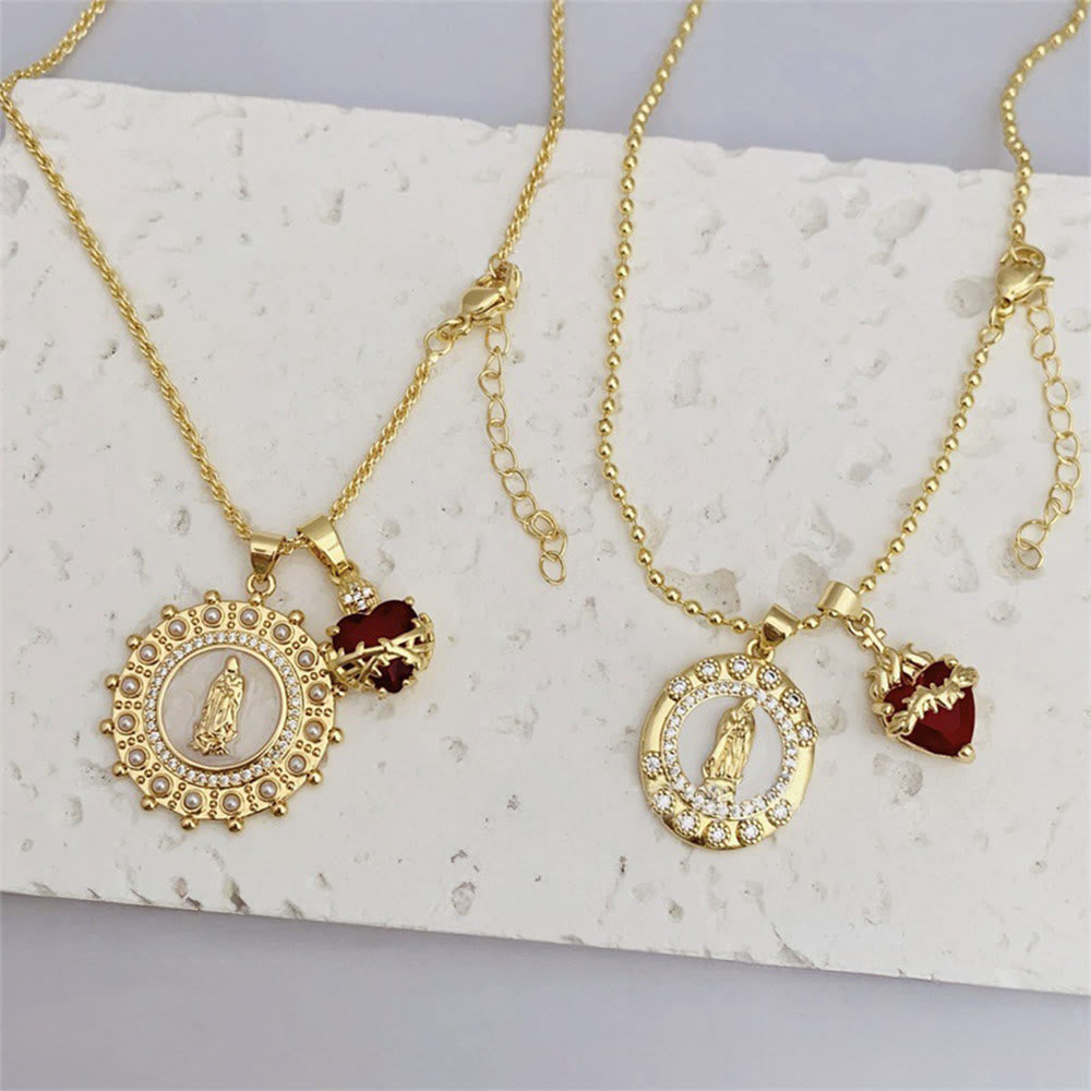 Collar de Nuestra Señora y Sagrado Corazón en 6 estilos: Elegante joyería con infusión de fe