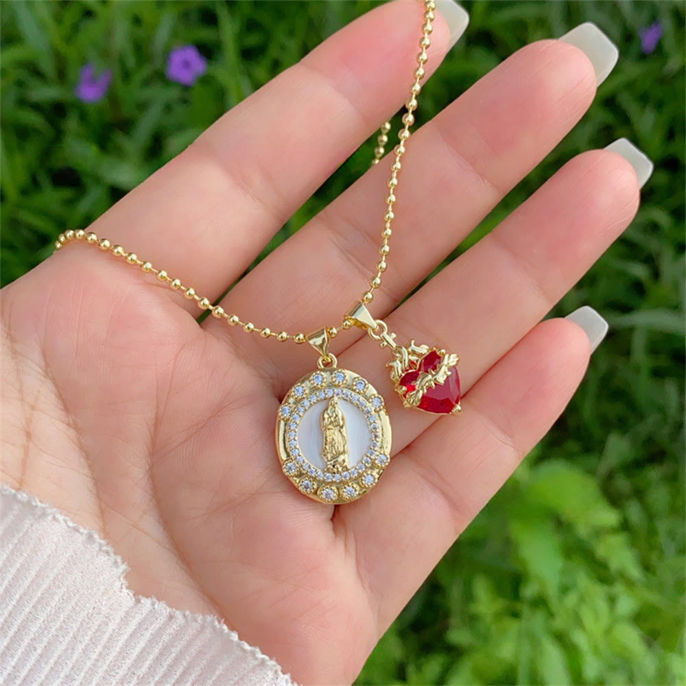 Collar de Nuestra Señora y Sagrado Corazón en 6 estilos: Elegante joyería con infusión de fe