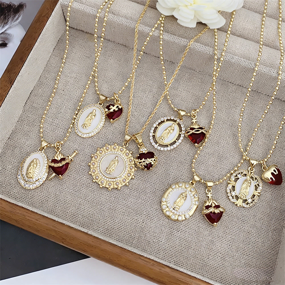 Collar de Nuestra Señora y Sagrado Corazón en 6 estilos: Elegante joyería con infusión de fe