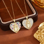 Radiant Our Lady Necklace with Heart-Frame Cubic Zirconia: Carry Her Care in Daily Wear