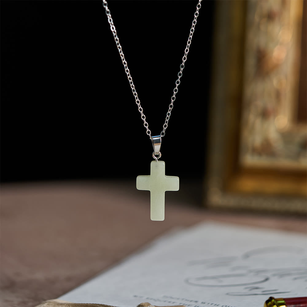 Collar de Cruz que Brilla en la Oscuridad con Tarjeta de Mensaje de Amistad: Encarna Su Gracia Gentil