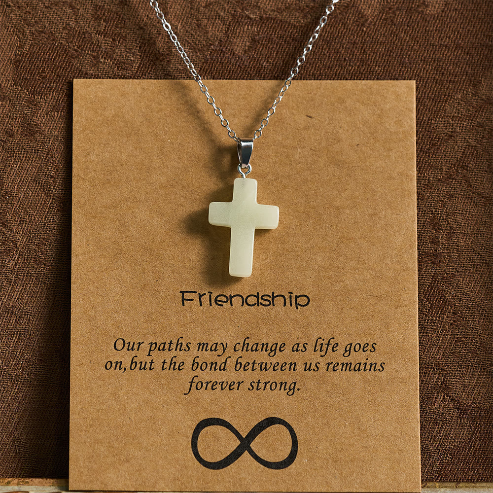 Collar de Cruz que Brilla en la Oscuridad con Tarjeta de Mensaje de Amistad: Encarna Su Gracia Gentil