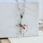 Collar Cardenal Hecho a Mano Colgante Cruz Pájaro Rojo