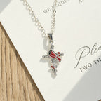 Collar Cardenal Hecho a Mano Colgante Cruz Pájaro Rojo