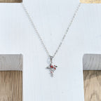 Collar Cardenal Hecho a Mano Colgante Cruz Pájaro Rojo