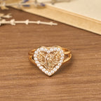 Heart-Shaped Our Lady Motif Ring with Rose Accents: Carry Her Care in Daily Wear