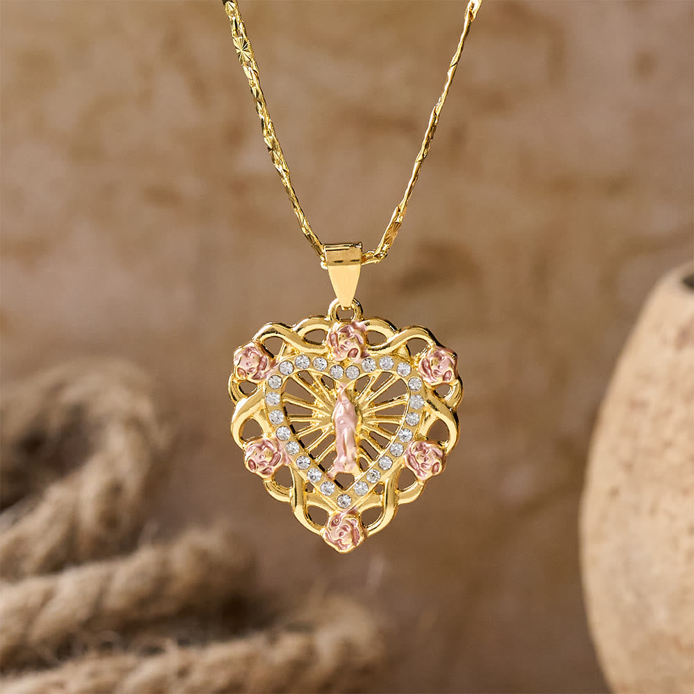 Collar Corazón de Nuestra Señora Calado con Acento de Rosa: Un recordatorio diario de Su intercesión