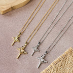 Cross & Crown Sparkle Necklace (2 Sizes): Embody Faith and Regal Devotion