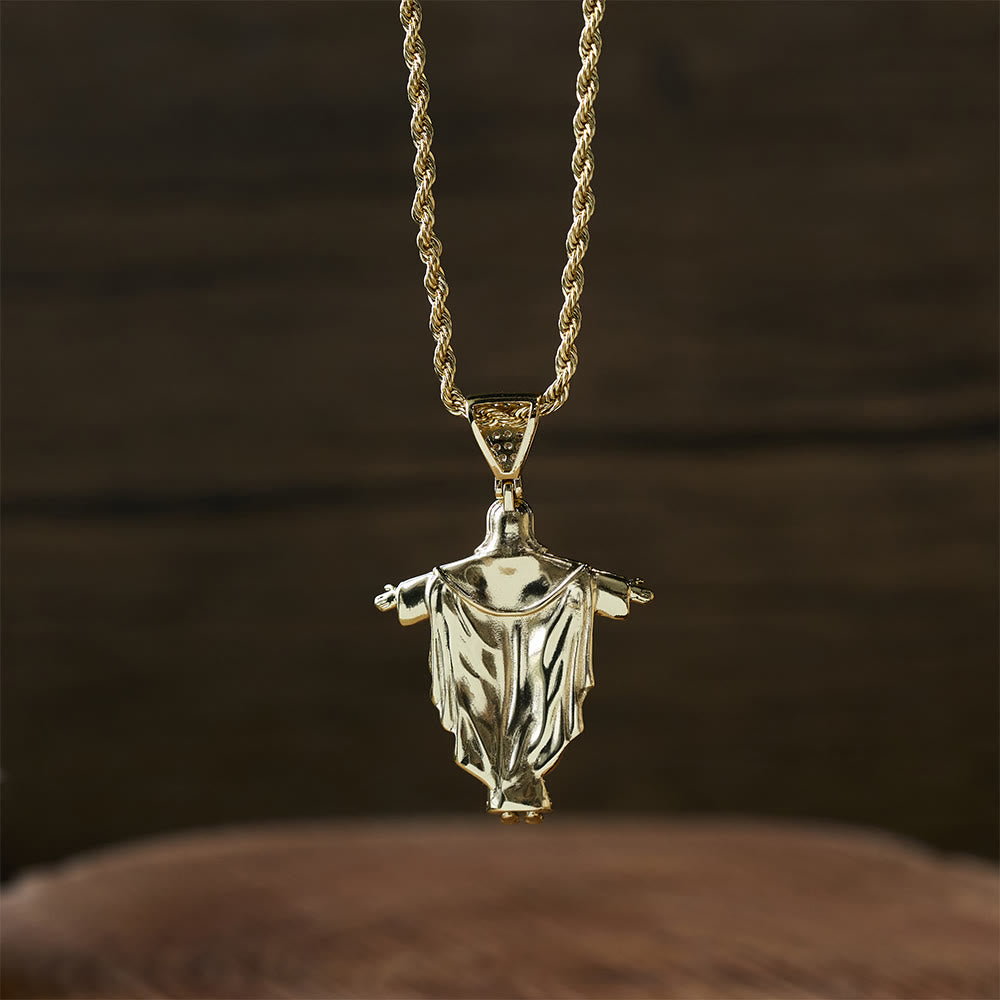 Collar con Colgante de Cruz de Jesús Iced Out con Caja de Regalo: Encarna el Poder Divino y la Fe Audaz