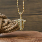 Collar con Colgante de Cruz de Jesús Iced Out con Caja de Regalo: Encarna el Poder Divino y la Fe Audaz