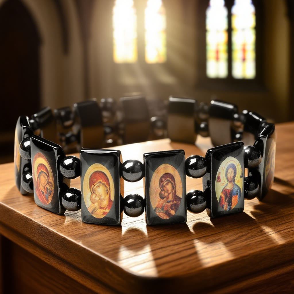Pulsera de hematita Icono Sagrado: Un símbolo de devoción eterna