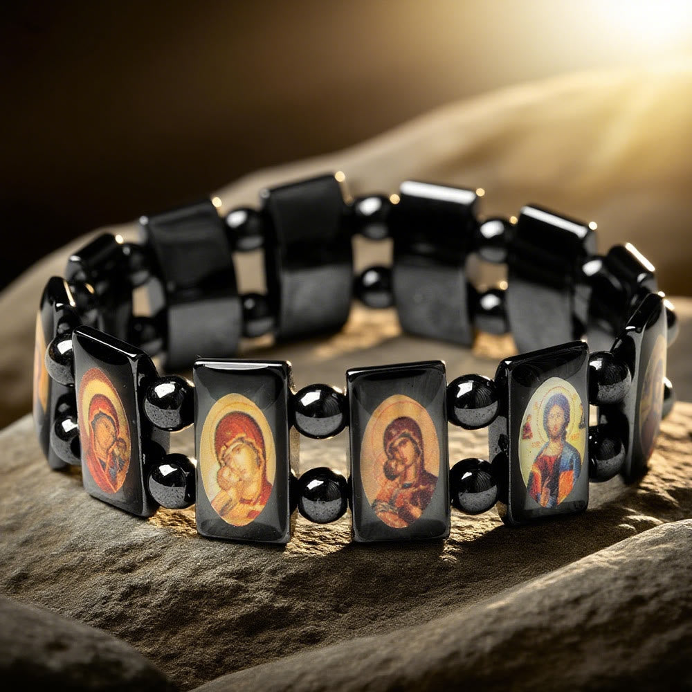 Pulsera de hematita Icono Sagrado: Un símbolo de devoción eterna