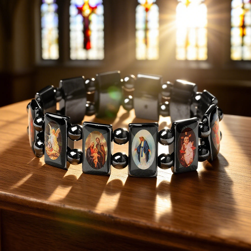 Pulsera de hematita Icono Sagrado: Un símbolo de devoción eterna