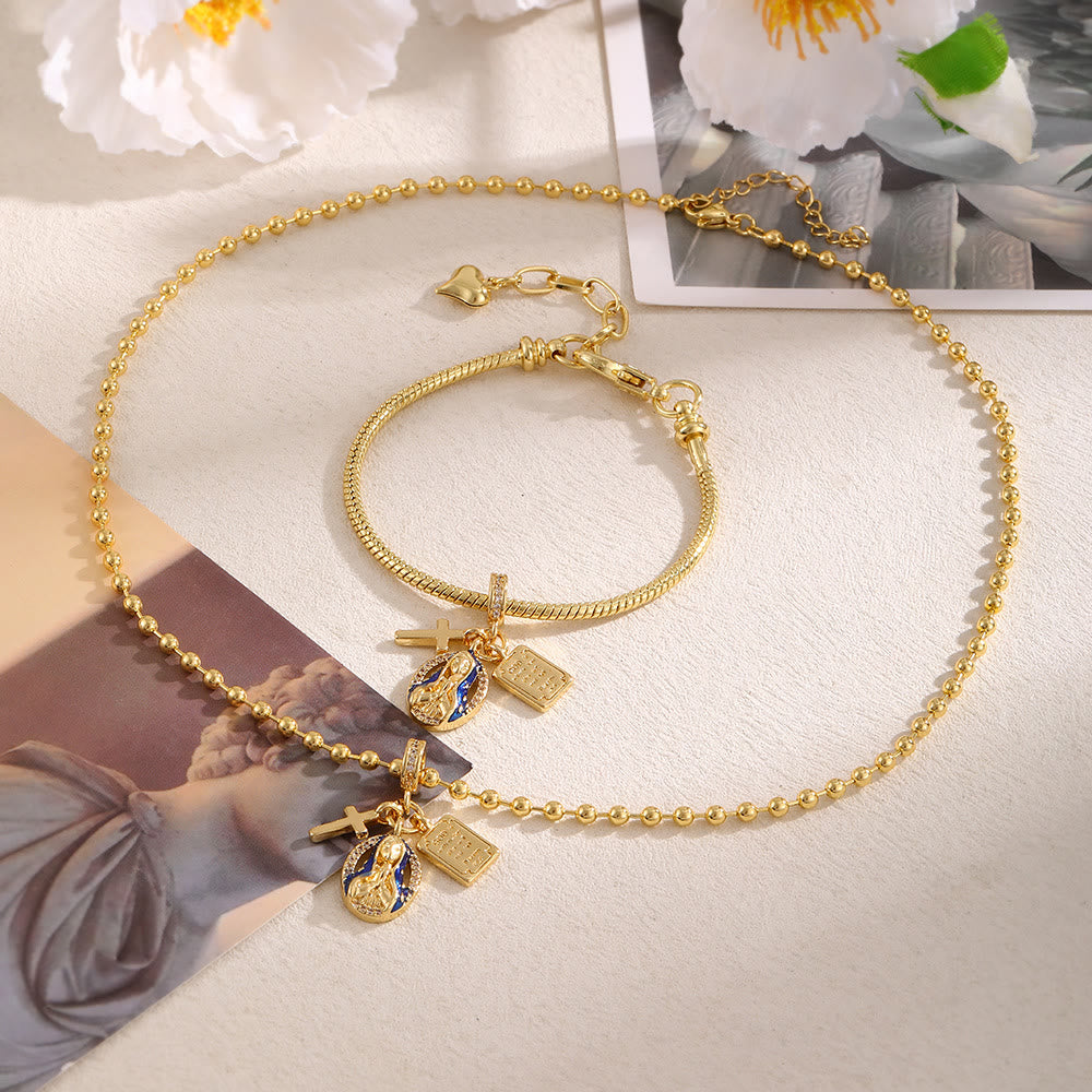 Conjunto de joyas con el dije de Nuestra Señora de Gracia: Un símbolo de devoción eterna