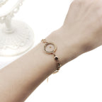 Mateo 17:20 y Lucas 1:37 con pulsera de semillas de mostaza: eslabones de corazón con detalle de puntos de circonita