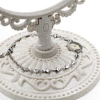 Mateo 17:20 y Lucas 1:37 con pulsera de semillas de mostaza: eslabones de corazón con detalle de puntos de circonita