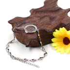 Mateo 17:20 y Lucas 1:37 con pulsera de semillas de mostaza: eslabones de corazón con detalle de puntos de circonita