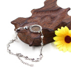 Mateo 17:20 y Lucas 1:37 con pulsera de semillas de mostaza: eslabones de corazón con detalle de puntos de circonita