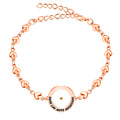 Mateo 17:20 y Lucas 1:37 con pulsera de semillas de mostaza: eslabones de corazón con detalle de puntos de circonita