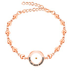 Mateo 17:20 y Lucas 1:37 con pulsera de semillas de mostaza: eslabones de corazón con detalle de puntos de circonita