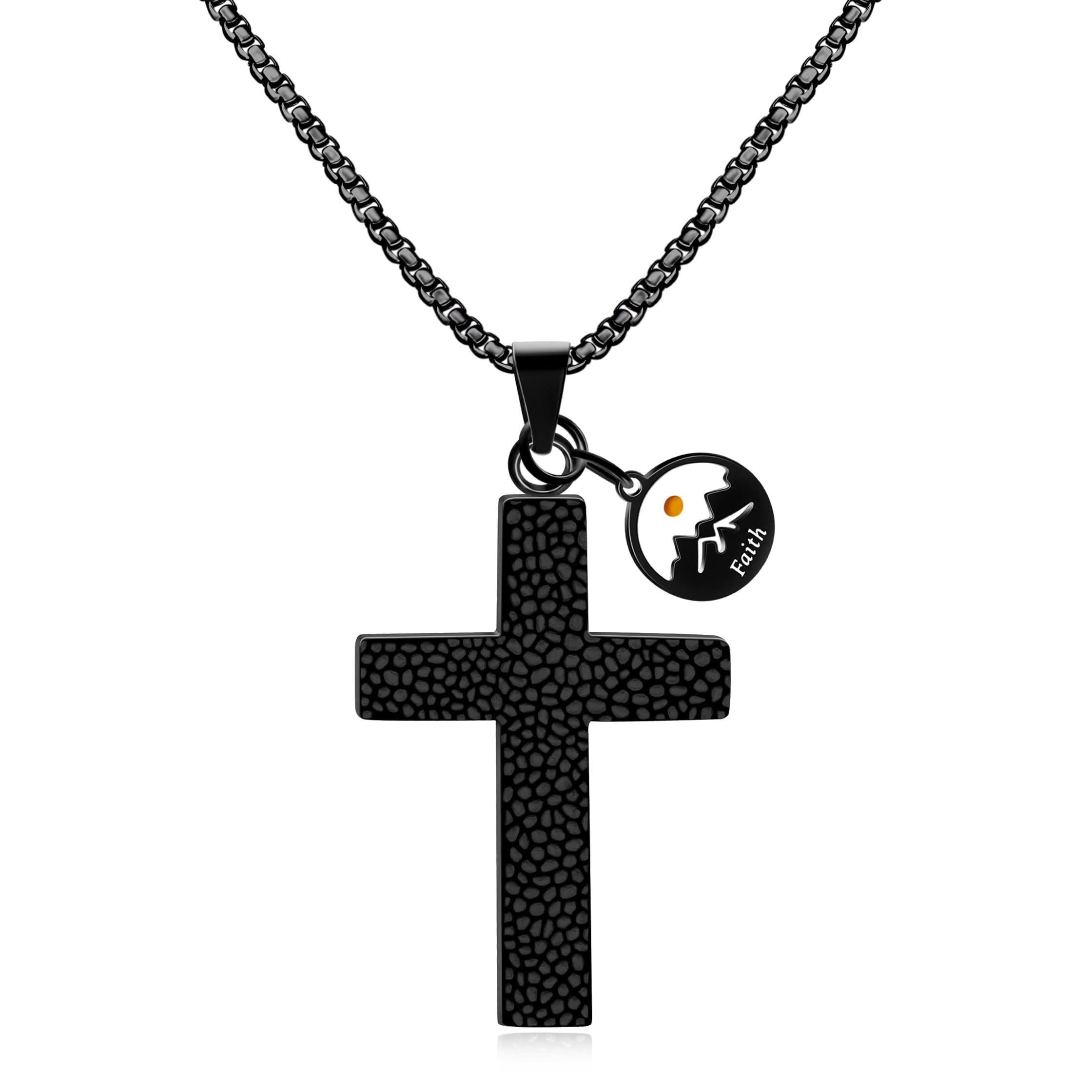 Collar Texturizado de Semilla de Mostaza con Cruz: Dijes Metálicos para Recordatorios Espirituales