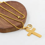 Collar Texturizado de Semilla de Mostaza con Cruz: Dijes Metálicos para Recordatorios Espirituales