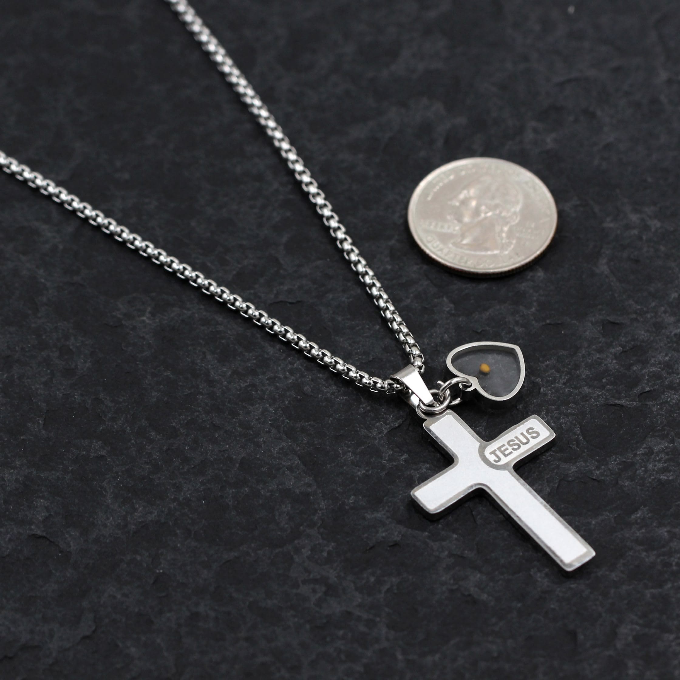 Collar de cruz con grabado de semilla de mostaza de Jesús: Un símbolo del amor de Cristo y el poder de la fe