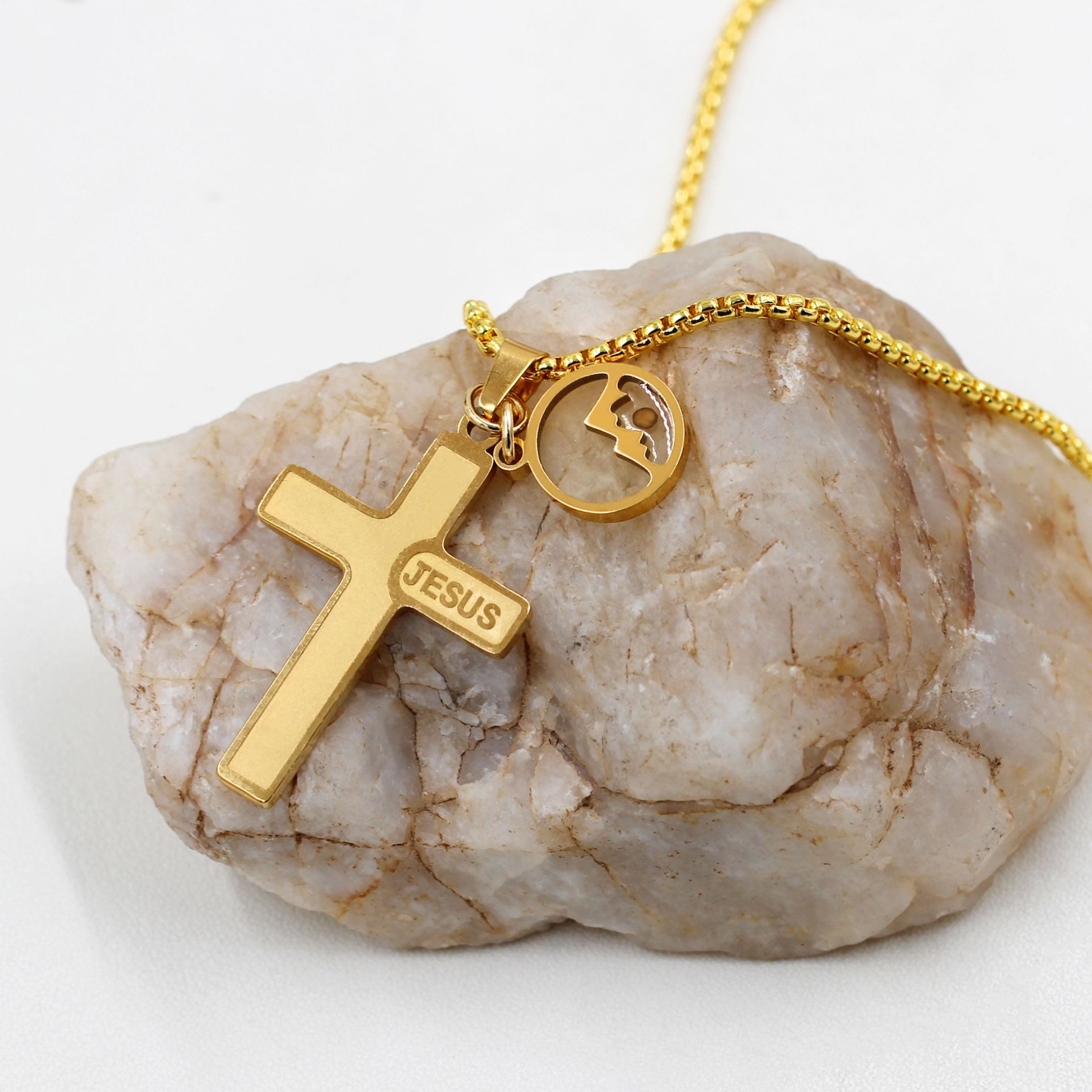 Collar de cruz con grabado de semilla de mostaza de Jesús: Un símbolo del amor de Cristo y el poder de la fe