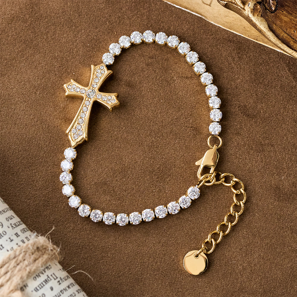 Pulsera Cruzada Elegante de Zirconia de 2 Colores: Un Símbolo de Gracia Divina y Elegancia