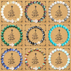 Pulsera de cruz de piedra natural con tarjeta de Proverbios 27:9: un símbolo de amistad divina y gracia