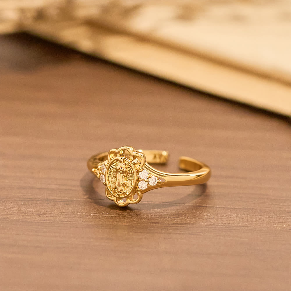 Anillo de Circón de Filigrana de Nuestra Señora: Emblema de la Gracia Mariana y la Delicadeza