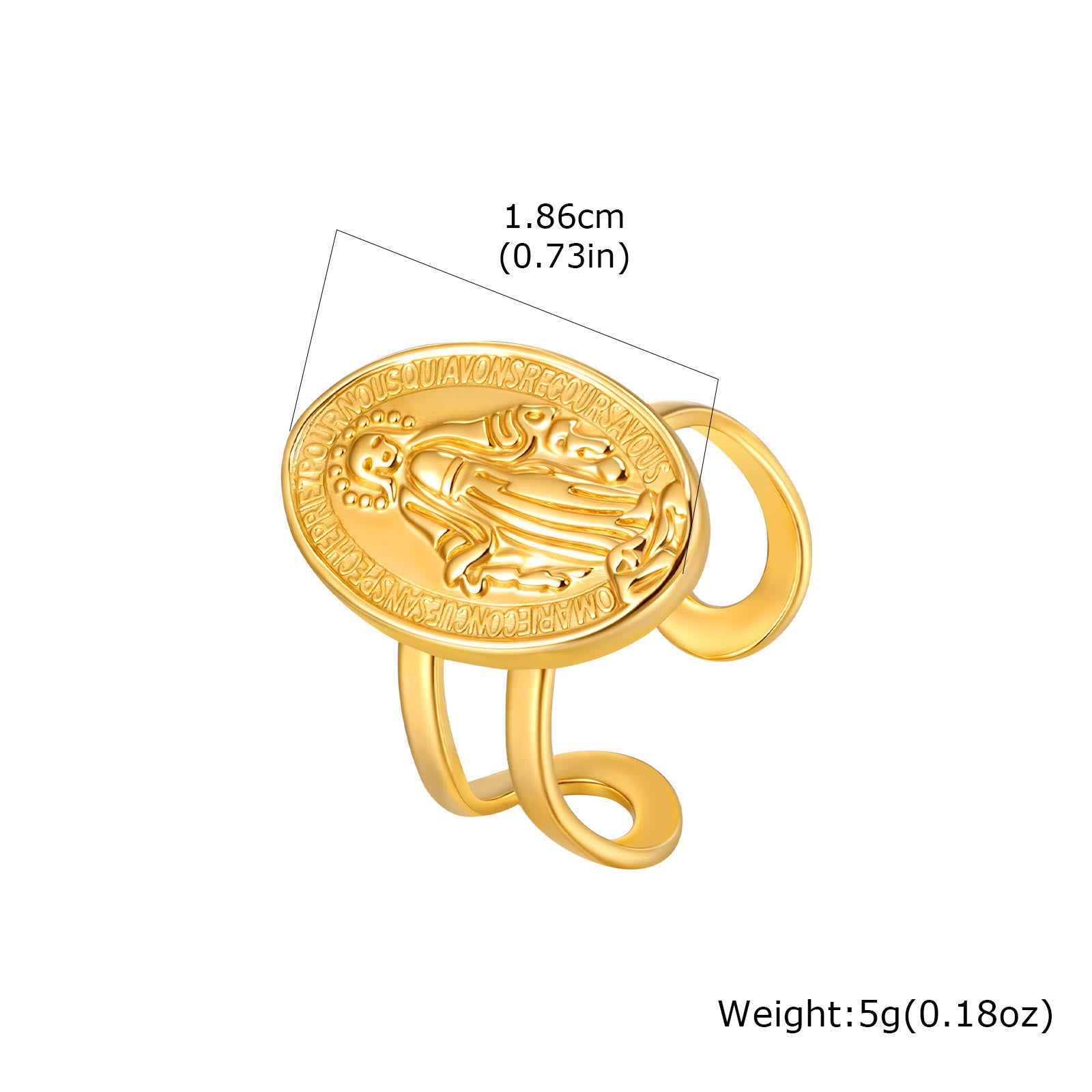 Anillo de la Fe Abierto y Ajustable de Nuestra Señora Medalla Milagrosa CZ Halo