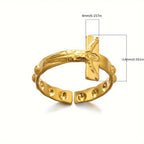 Anillo ajustable atemporal de la devoción con cruz grabada