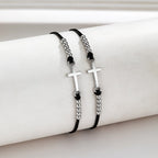 Pulsera con cuentas de cruz intrincada: tejida con fe, gracia y amor inquebrantable