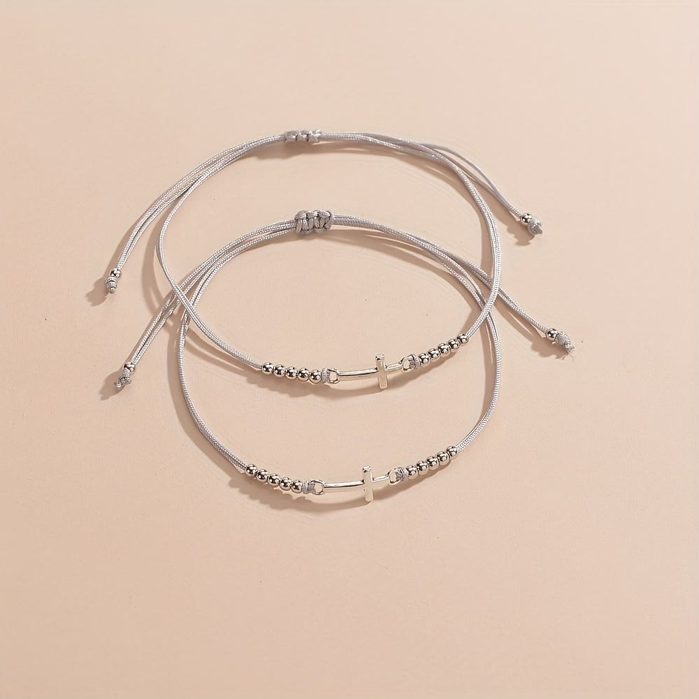 Pulsera con cuentas de cruz intrincada: tejida con fe, gracia y amor inquebrantable