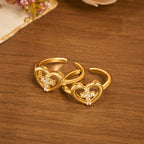 Anillo Abierto Corazón Cruz Elegante: Emblema De Fe Devota y Guía Celestial
