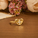 Anillo Abierto Corazón Cruz Elegante: Emblema De Fe Devota y Guía Celestial