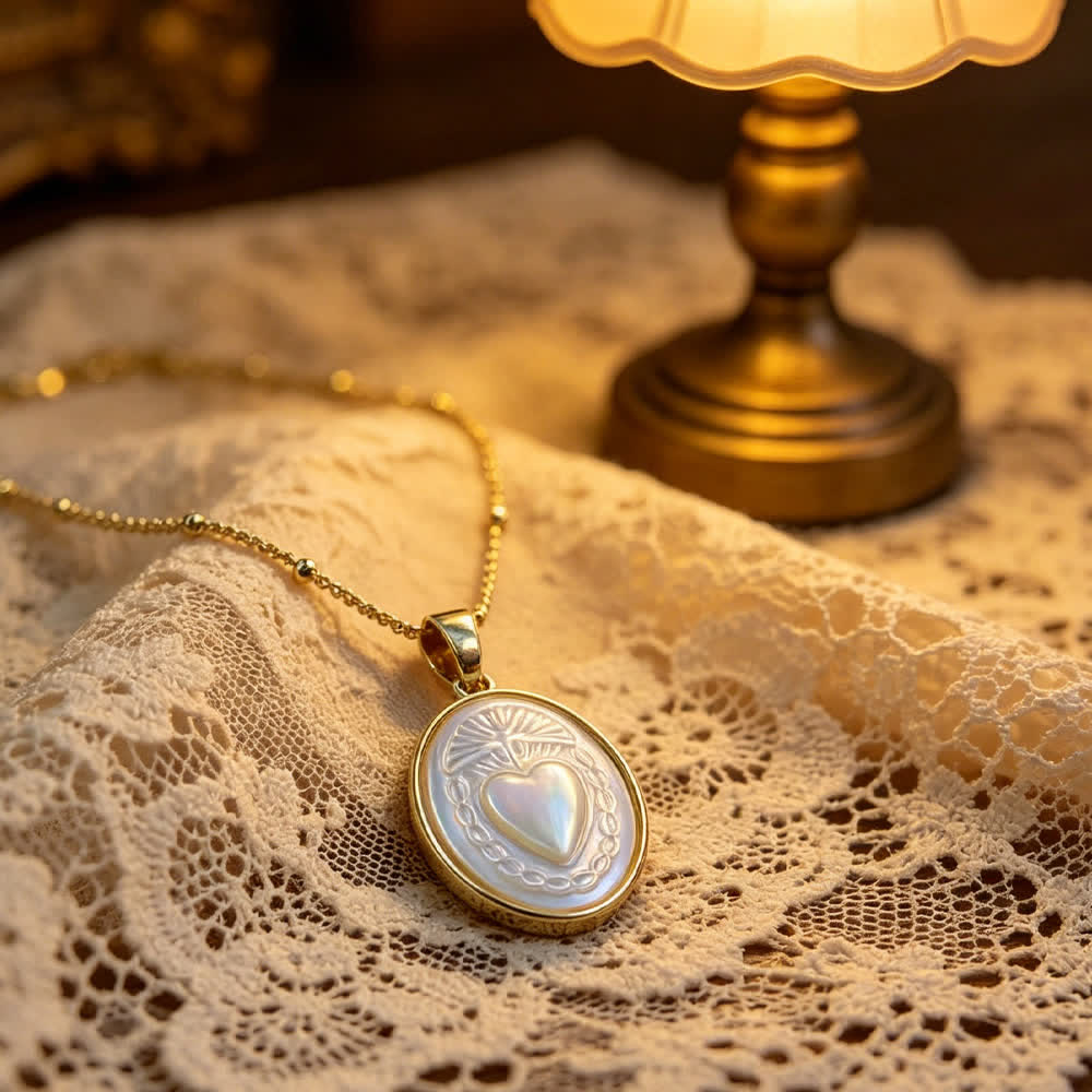Collar de perlas blancas naturales de la Santa: Sagrado Corazón, Jesús, Nuestra Señora y San Miguel