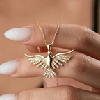 Sparkling Holy Spirit Dove Winged Necklace: Emblem of Divine Guidance