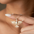Sparkling Holy Spirit Dove Winged Necklace: Emblem of Divine Guidance