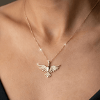 Sparkling Holy Spirit Dove Winged Necklace: Emblem of Divine Guidance