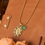 Ornate Our Lady & Winged Cross Faith Necklace Set: Emblem of Spiritual Protection