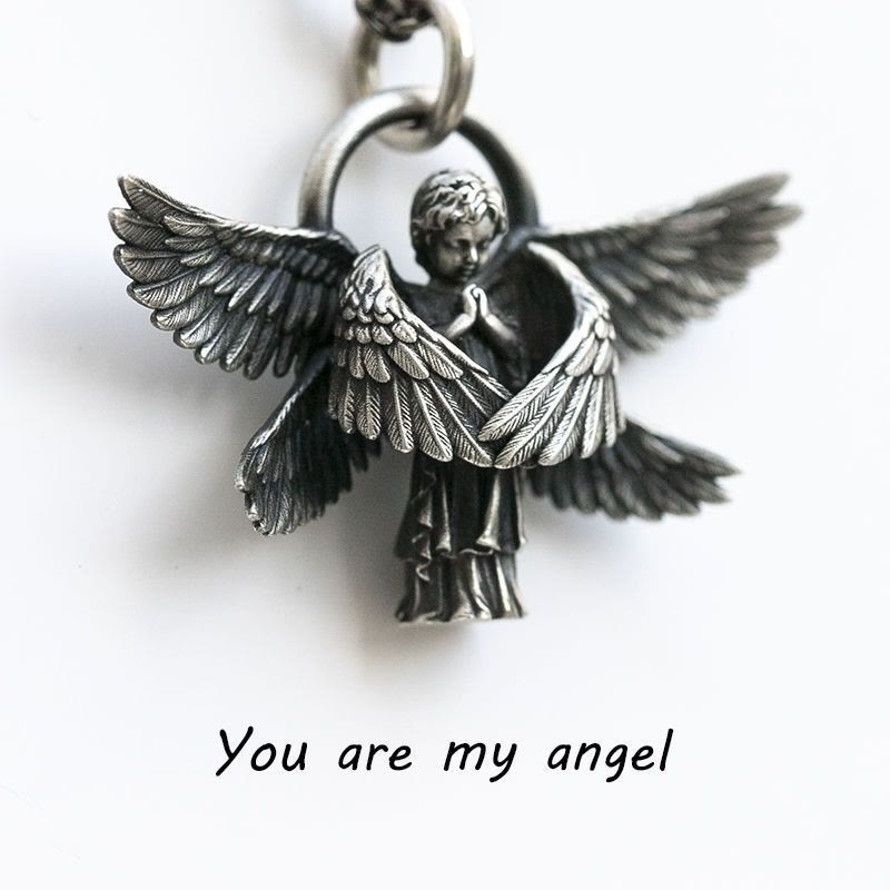 Colgante de ala de ángel orante, collar de buena suerte