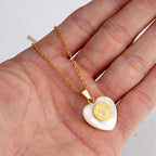 St. Benedict Medal Heart Shell Necklace